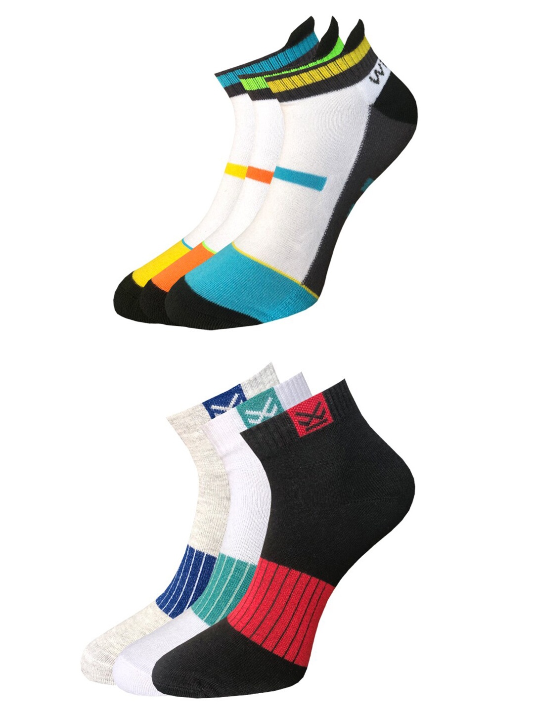 

WROGN Men Pack Of 6 Patterned Ankle Length Socks, Grey