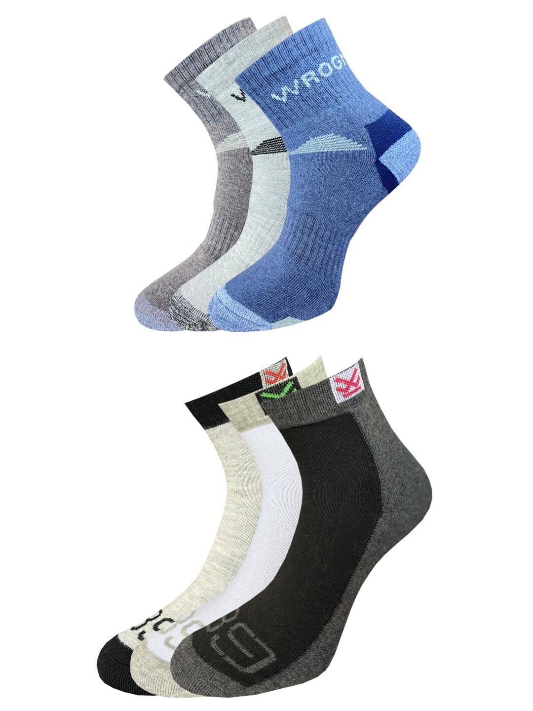 

WROGN Men Pack Of 6 Patterned Ankle Length Socks, Black