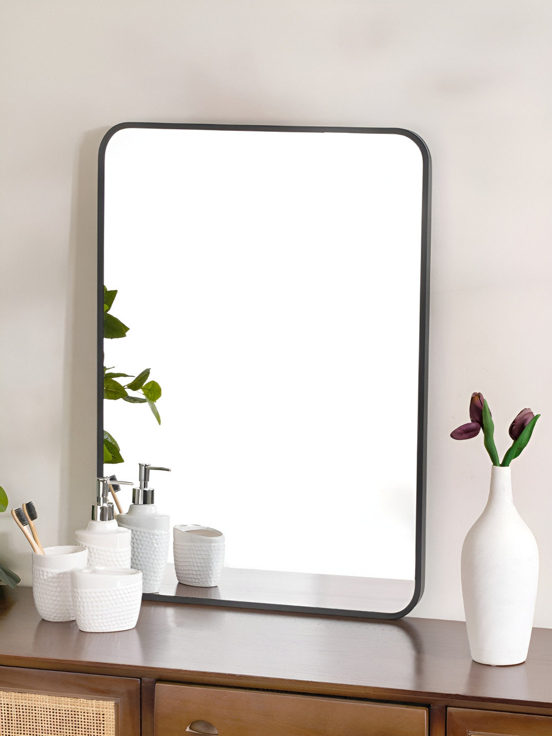 

Nestasia Black & Transparent Metal Wall Mirror
