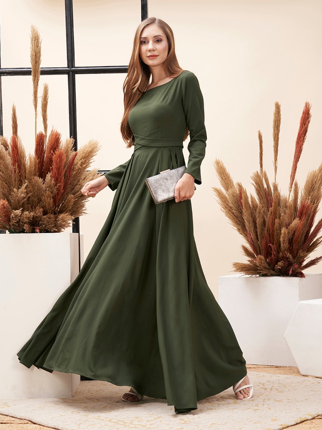 

MISH X Crepe Maxi Dress, Olive