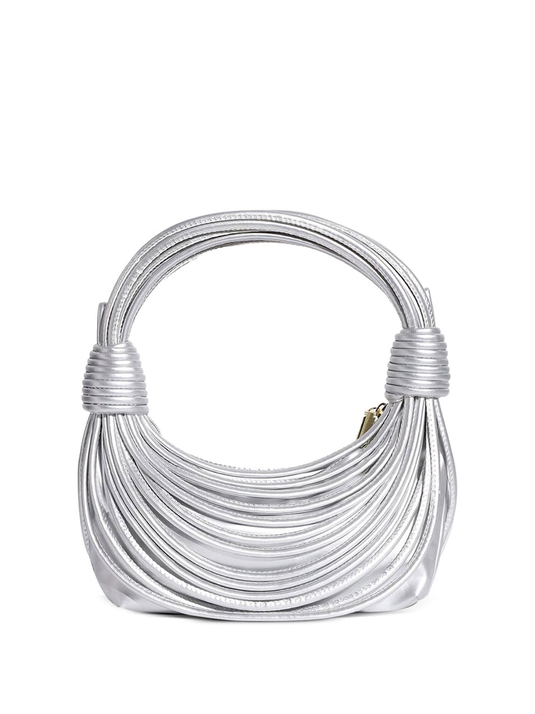 

INKMILAN Self Design Leather Structured Hobo Bag, Silver