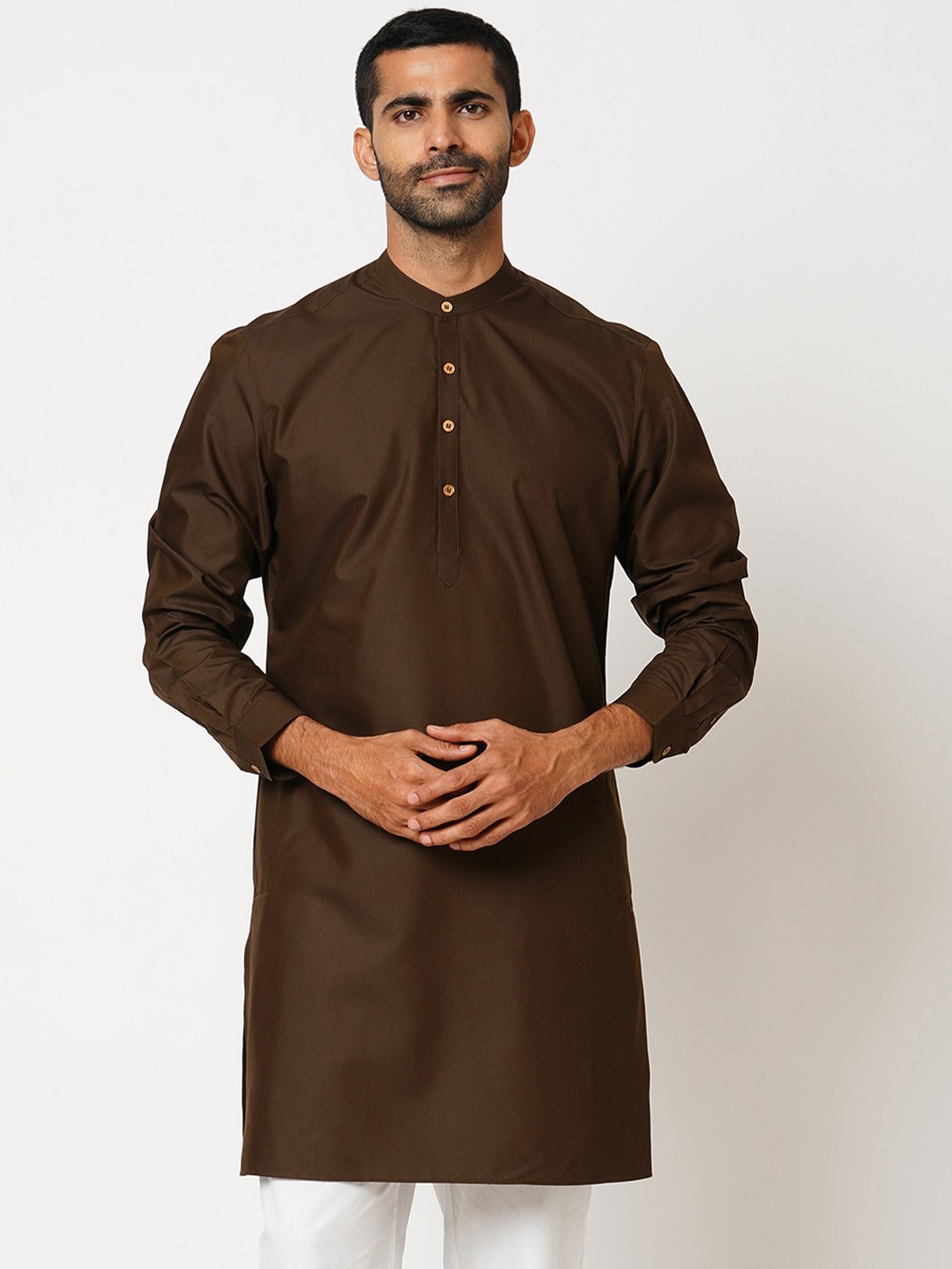 

Indivisual Clothing Men Thread Work Kurta, Brown