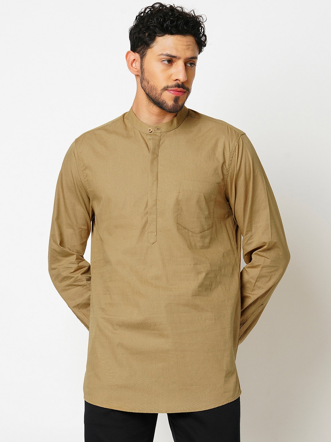 

Indivisual Clothing Men Thread Work Kurta, Brown
