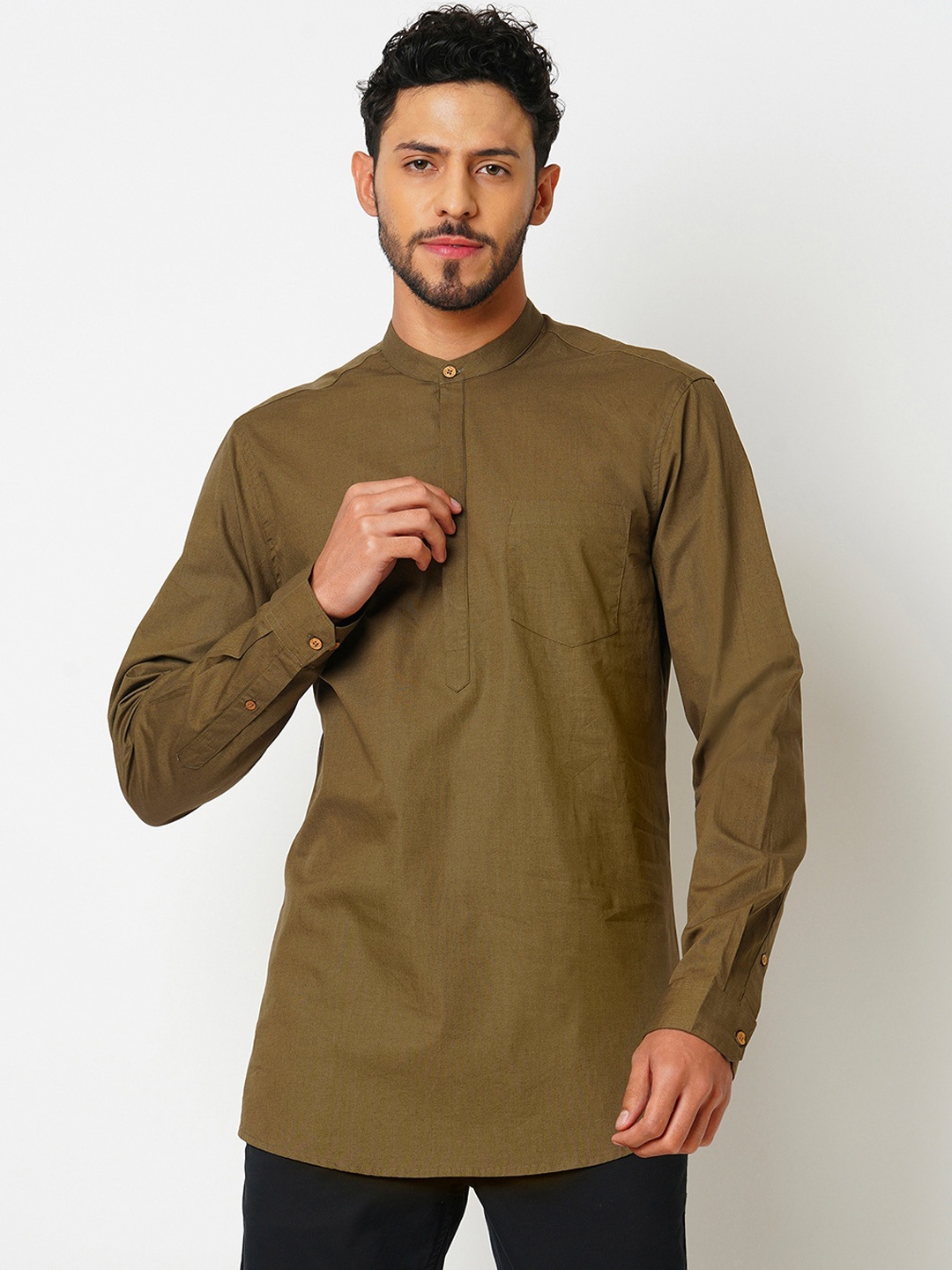 

Indivisual Clothing Men Thread Work Kaftan Kurta, Brown