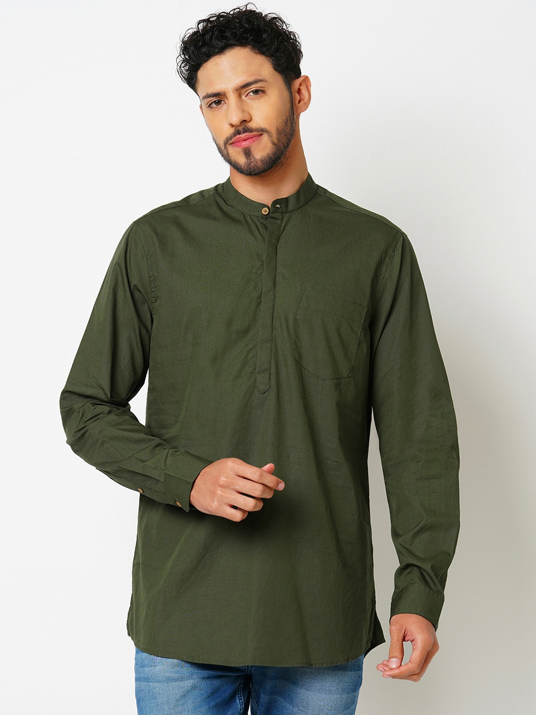 

Indivisual Clothing Men Solid Kurta, Green