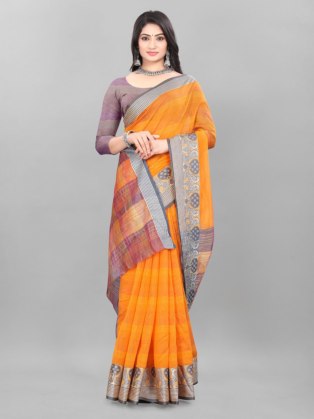 

MAGNEITTA Woven Design Banarasi Saree, Mustard