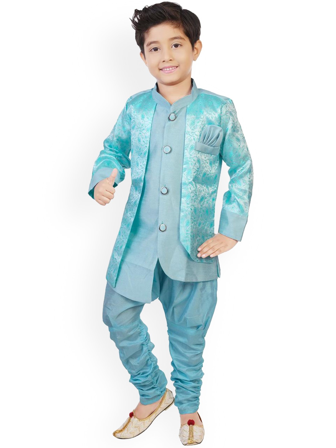 

BAESD Boys Regular Dupion Silk Kurta with Pyjamas, Blue