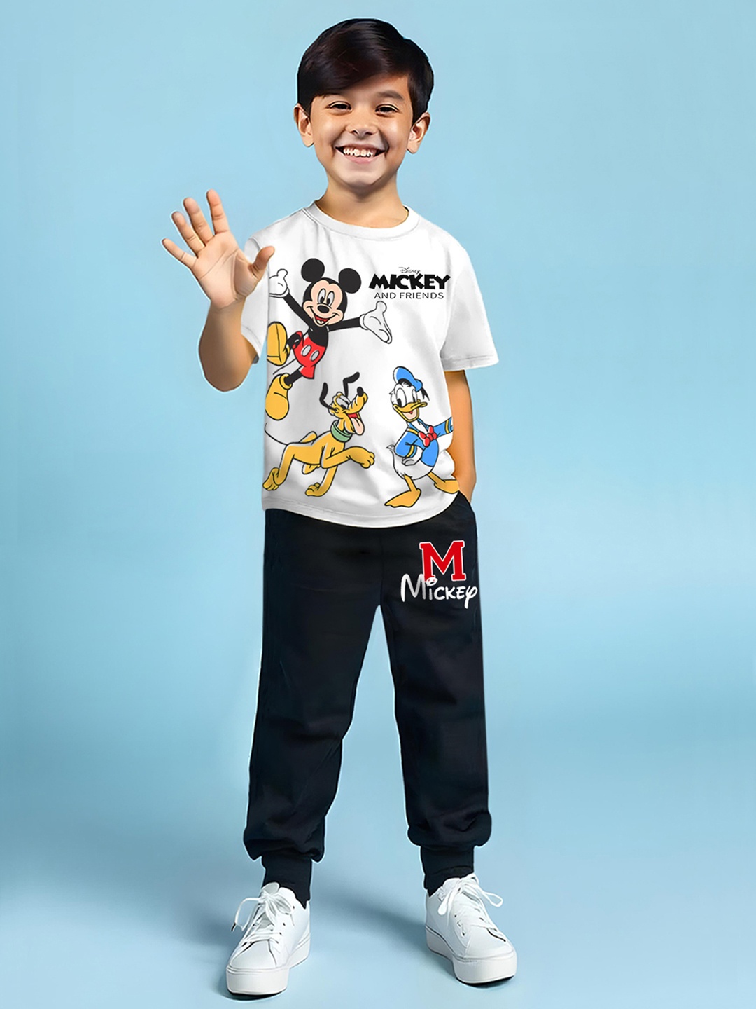 

YK Disney Boys Printed T-shirt with Trousers, White