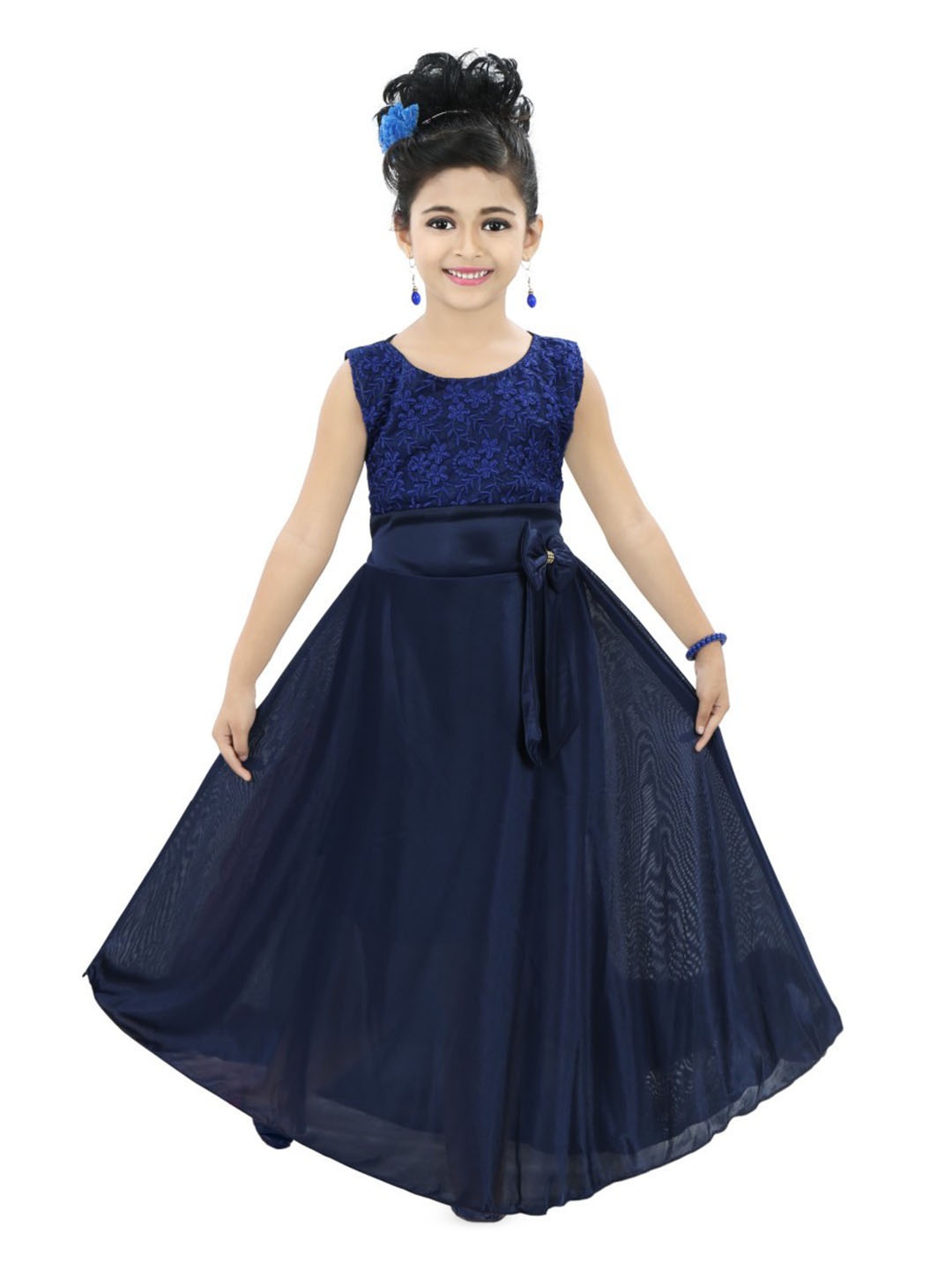 

BAESD Applique Satin Fit & Flare Maxi Dress, Blue