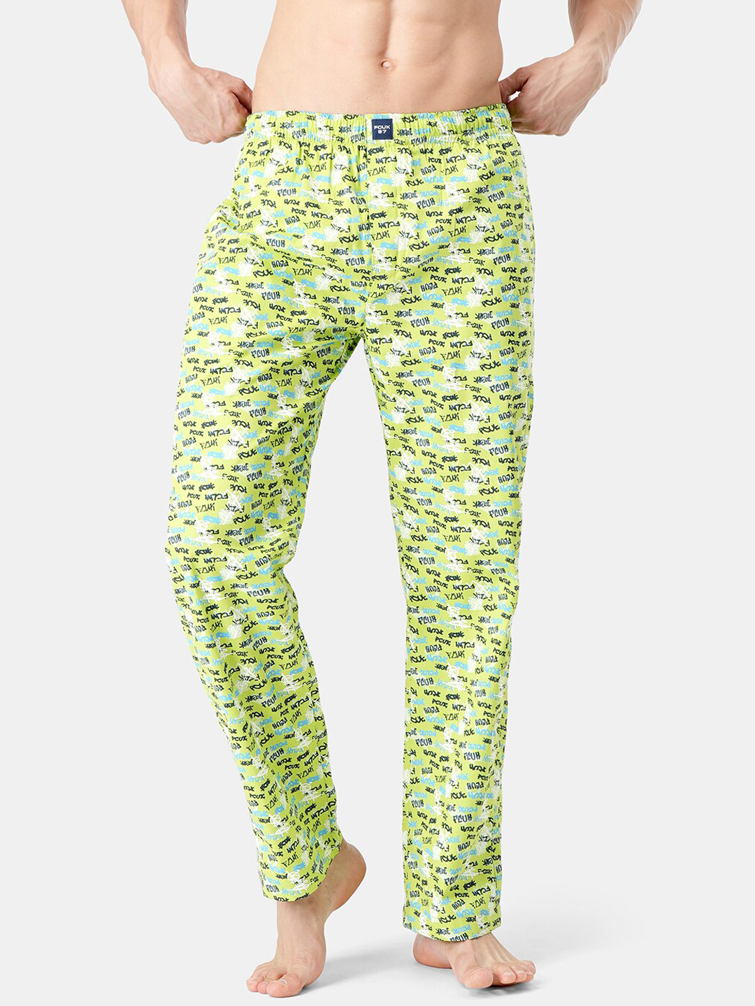 

FCUK Printed Comfort Fit Cotton Lounge Pants, Green