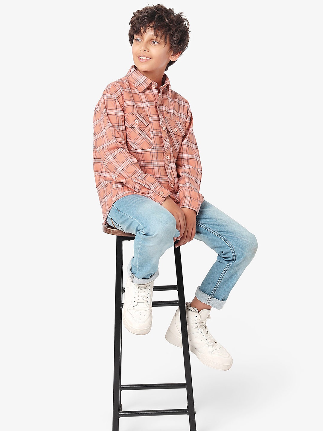 

LilPicks Boys Relaxed Opaque Printed Casual Shirt, Orange