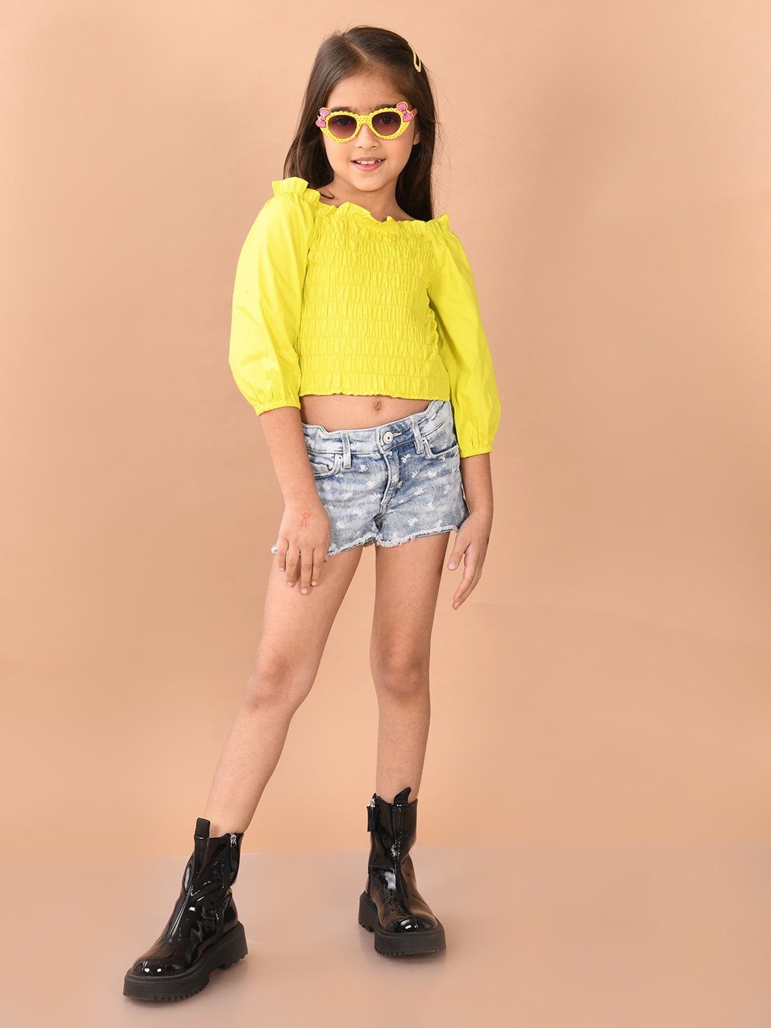 

LilPicks Cotton Crop Top, Lime green