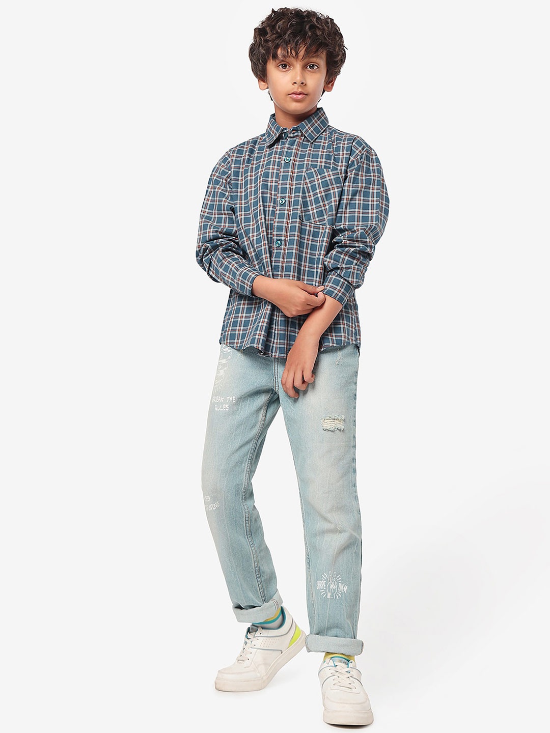 

LilPicks Boys Relaxed Opaque Checked Casual Shirt, Blue