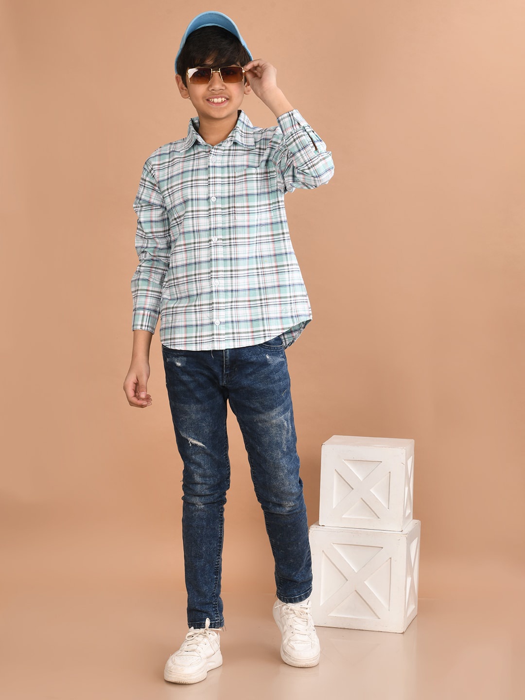 

LilPicks Boys Relaxed Tartan Checks Opaque Checked Casual Shirt, Multi