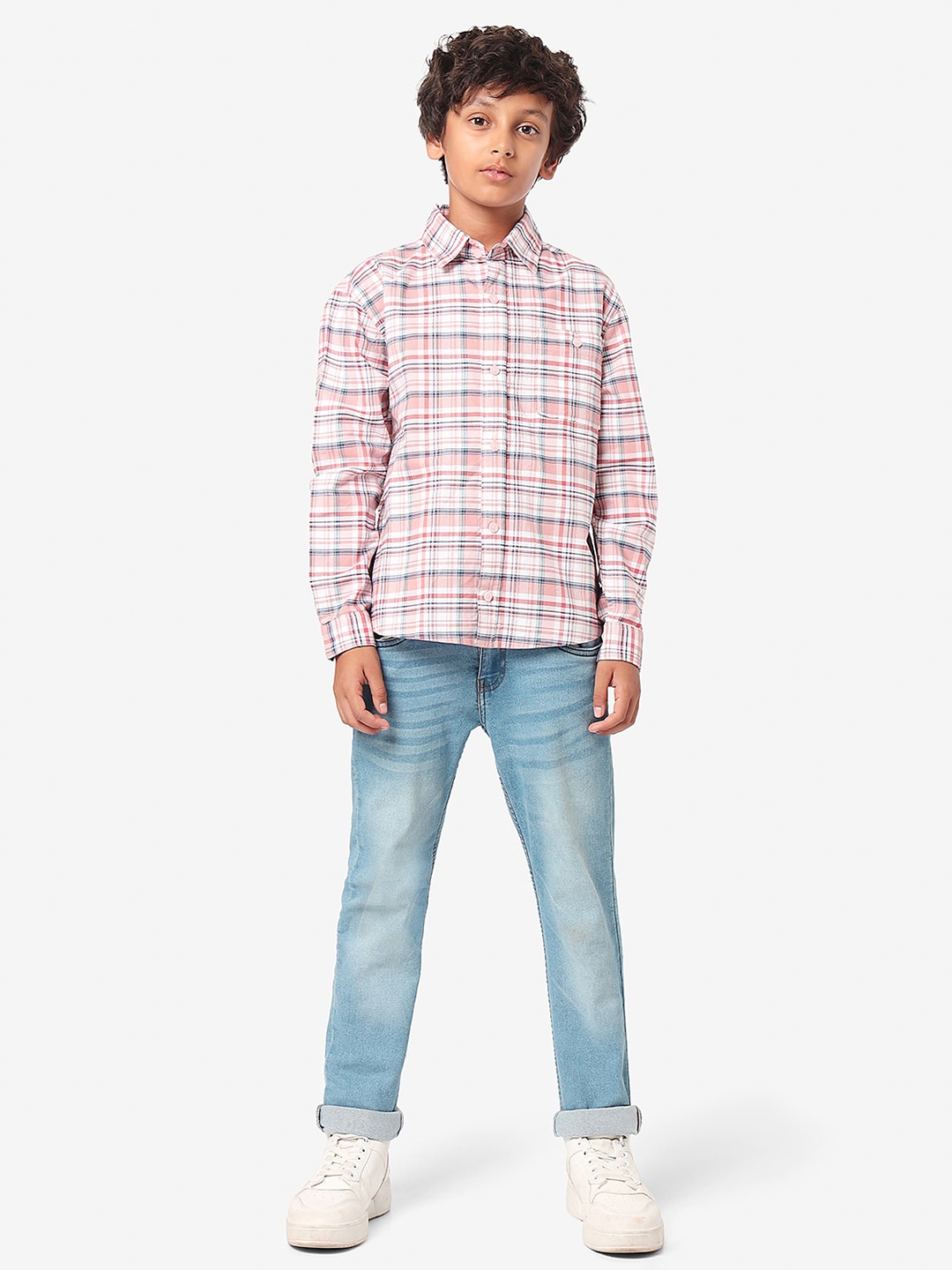 

LilPicks Boys Relaxed Opaque Checked Casual Shirt, Multi