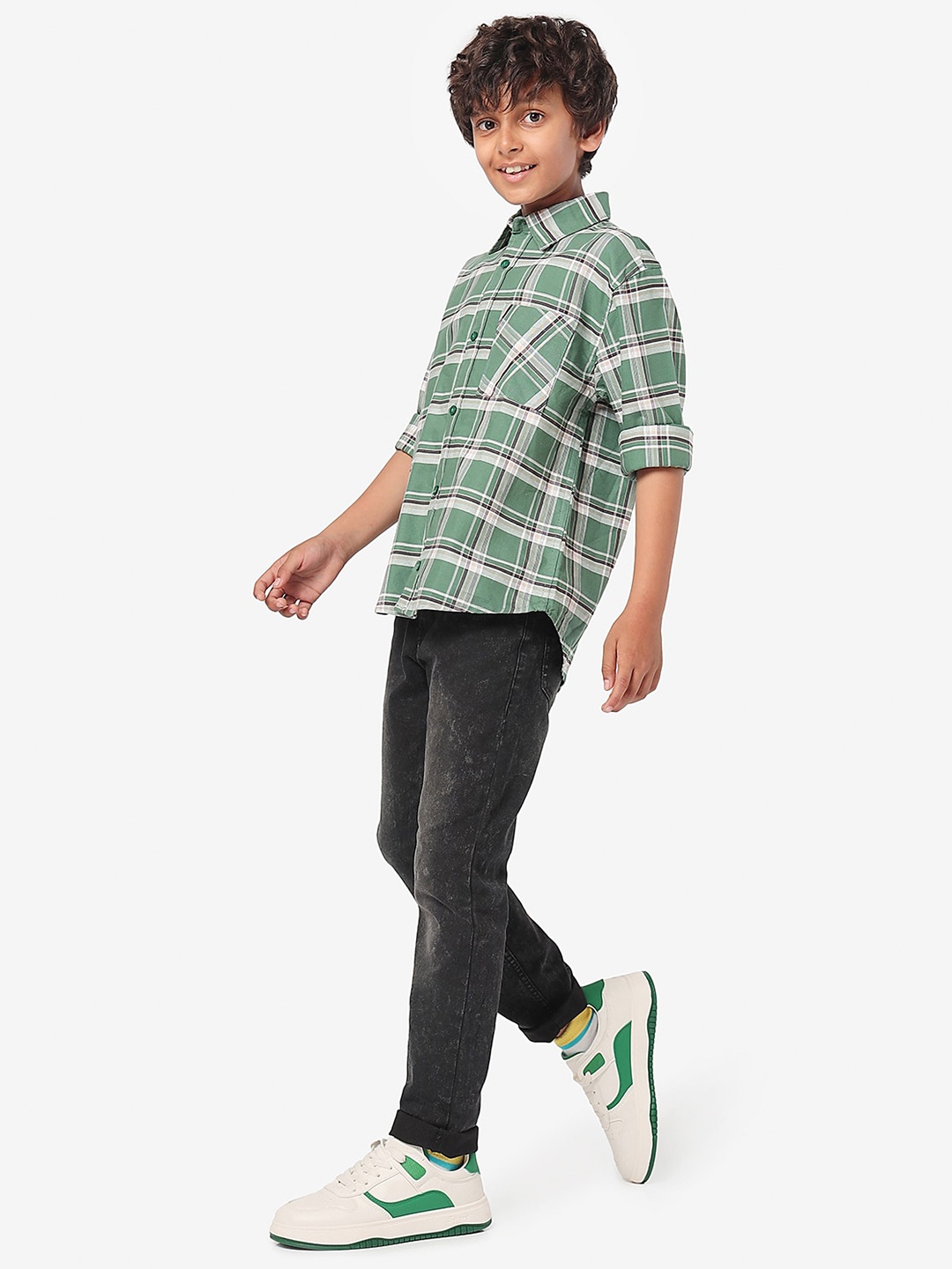 

LilPicks Boys Relaxed Opaque Printed Casual Shirt, Green