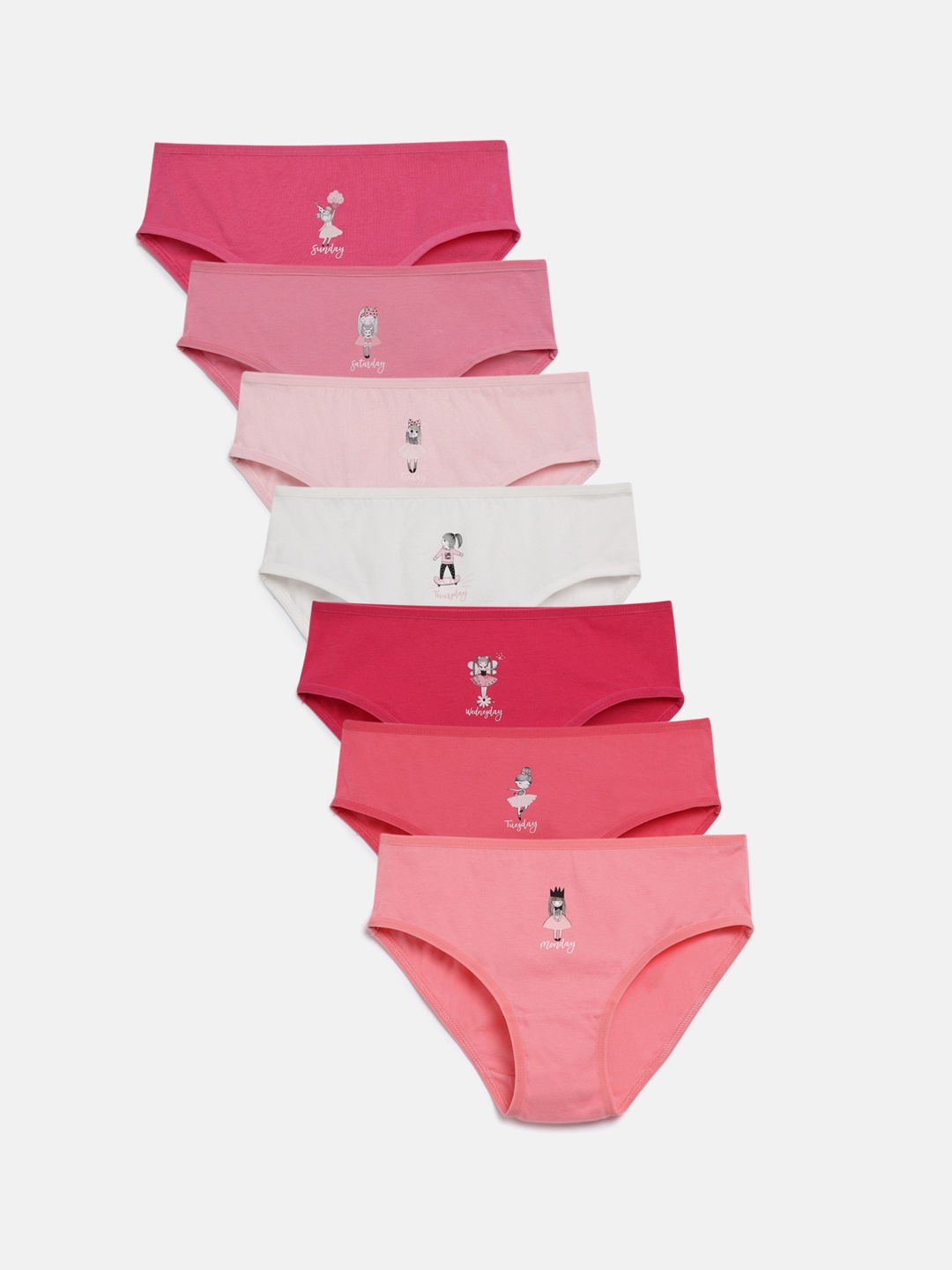 

Charm n Cherish Girls Pack Of 7 Mid-Rise Briefs, Pink