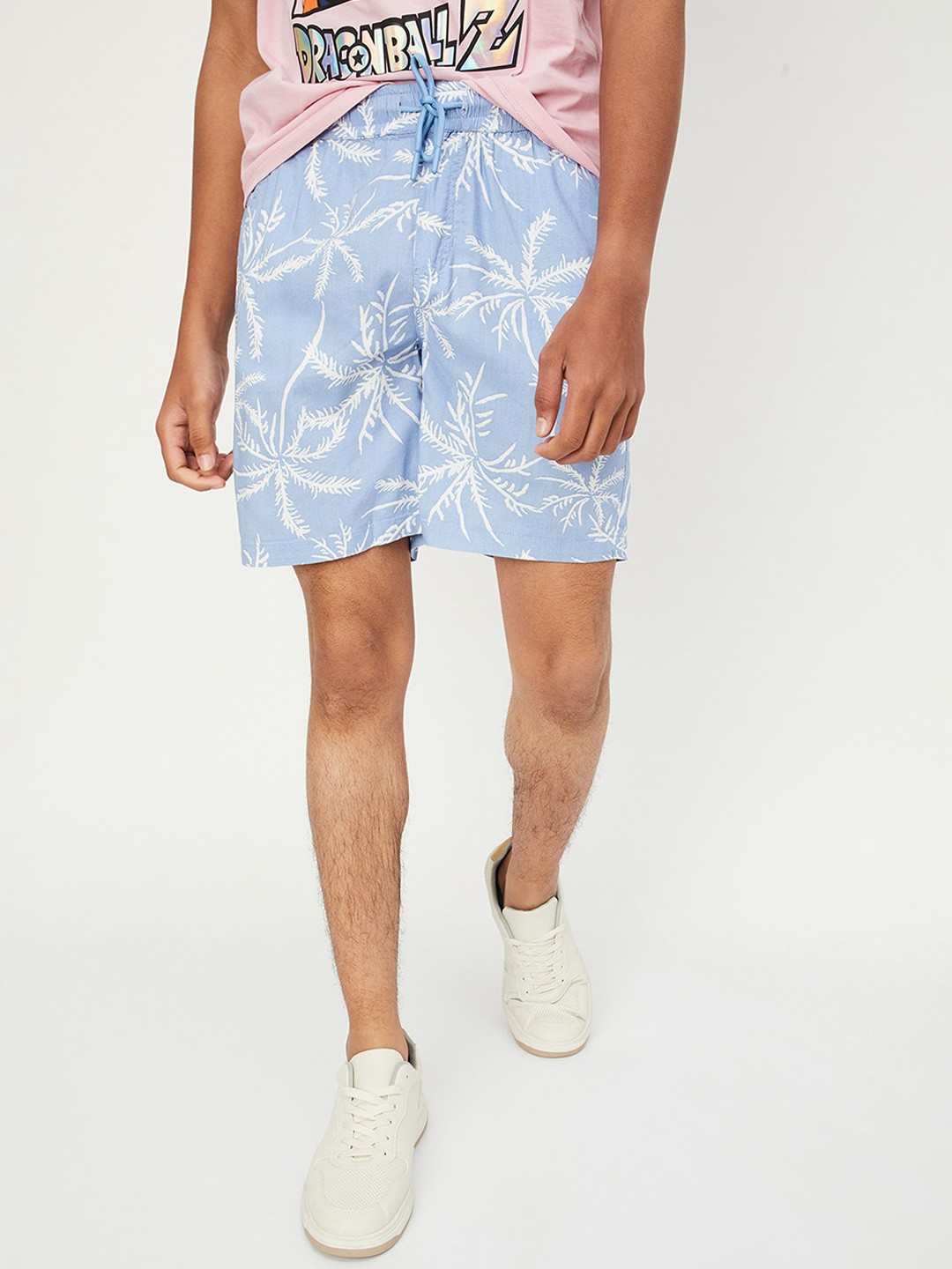 

max Boys Floral Printed Denim Shorts, Blue
