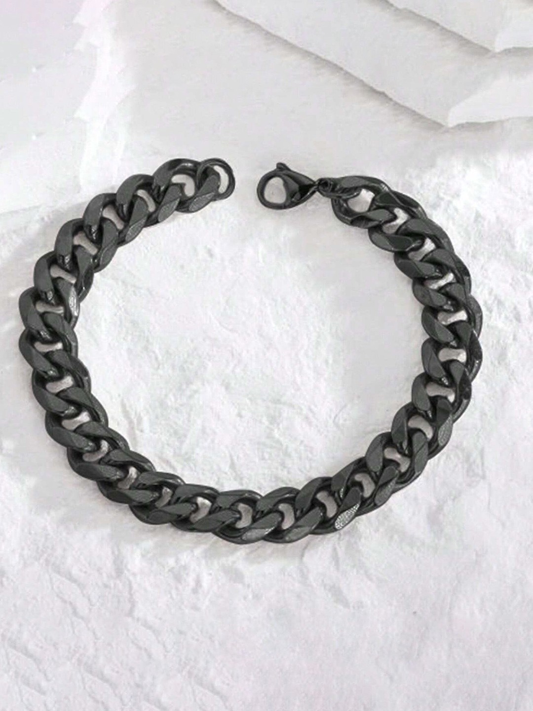 

Fashion Frill Men Silver-Plated Charm Bracelet, Black