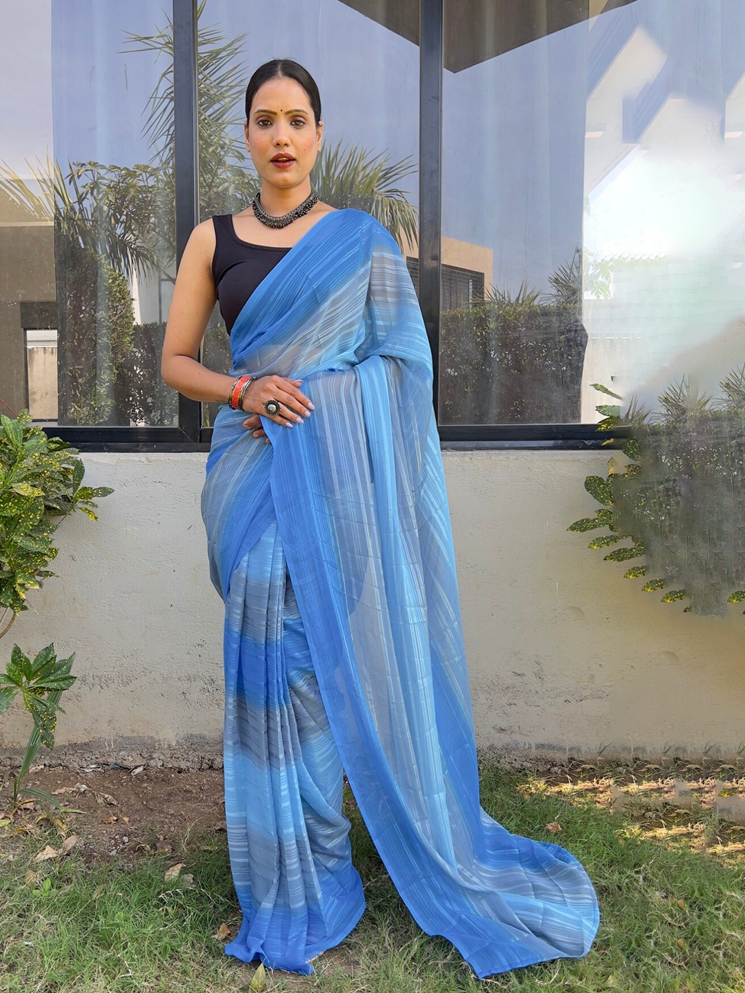 

LeeliPeeri Designer Striped Art Silk Saree, Blue