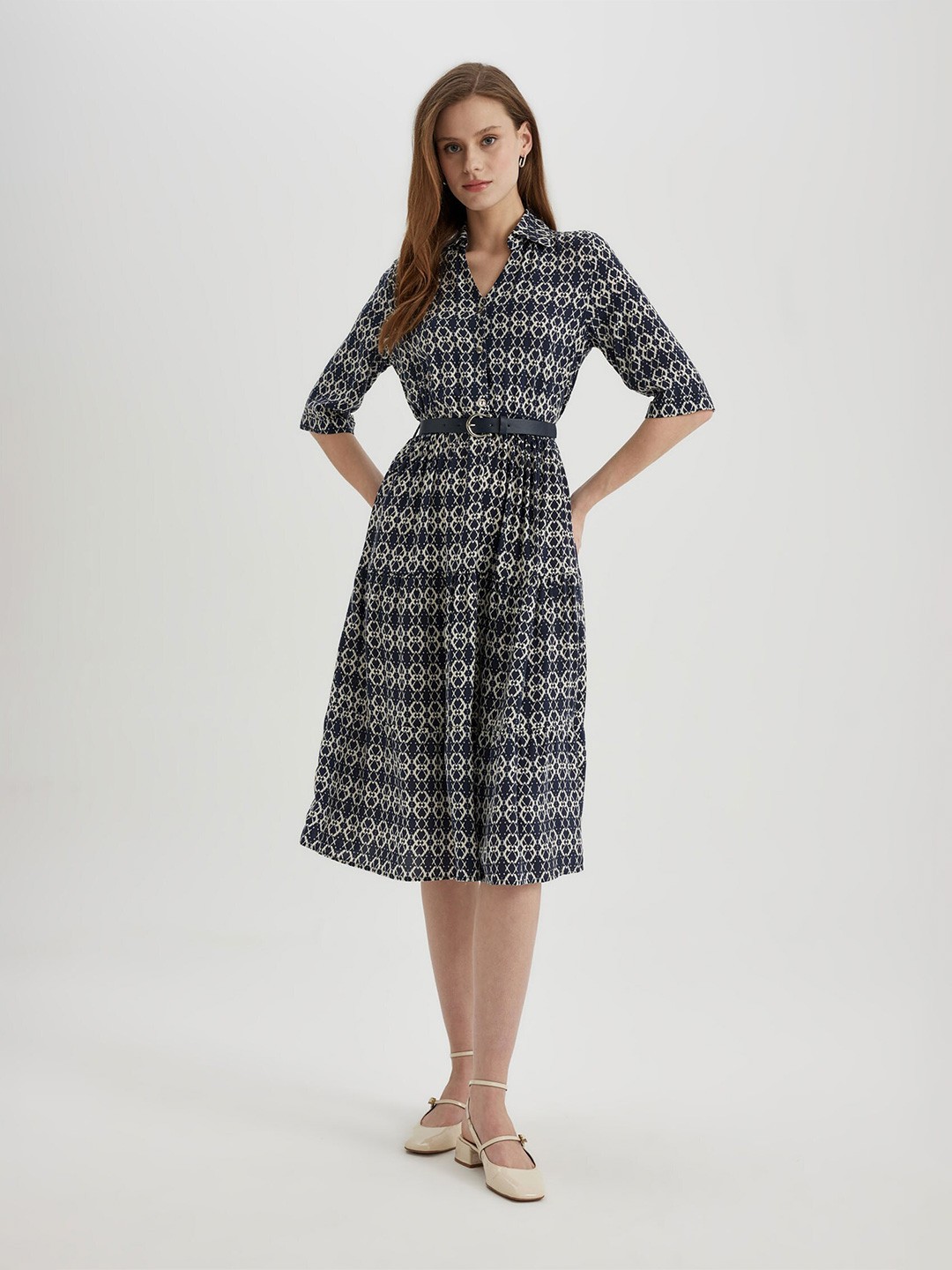 

DeFacto Print Fit & Flare Dress, Na
