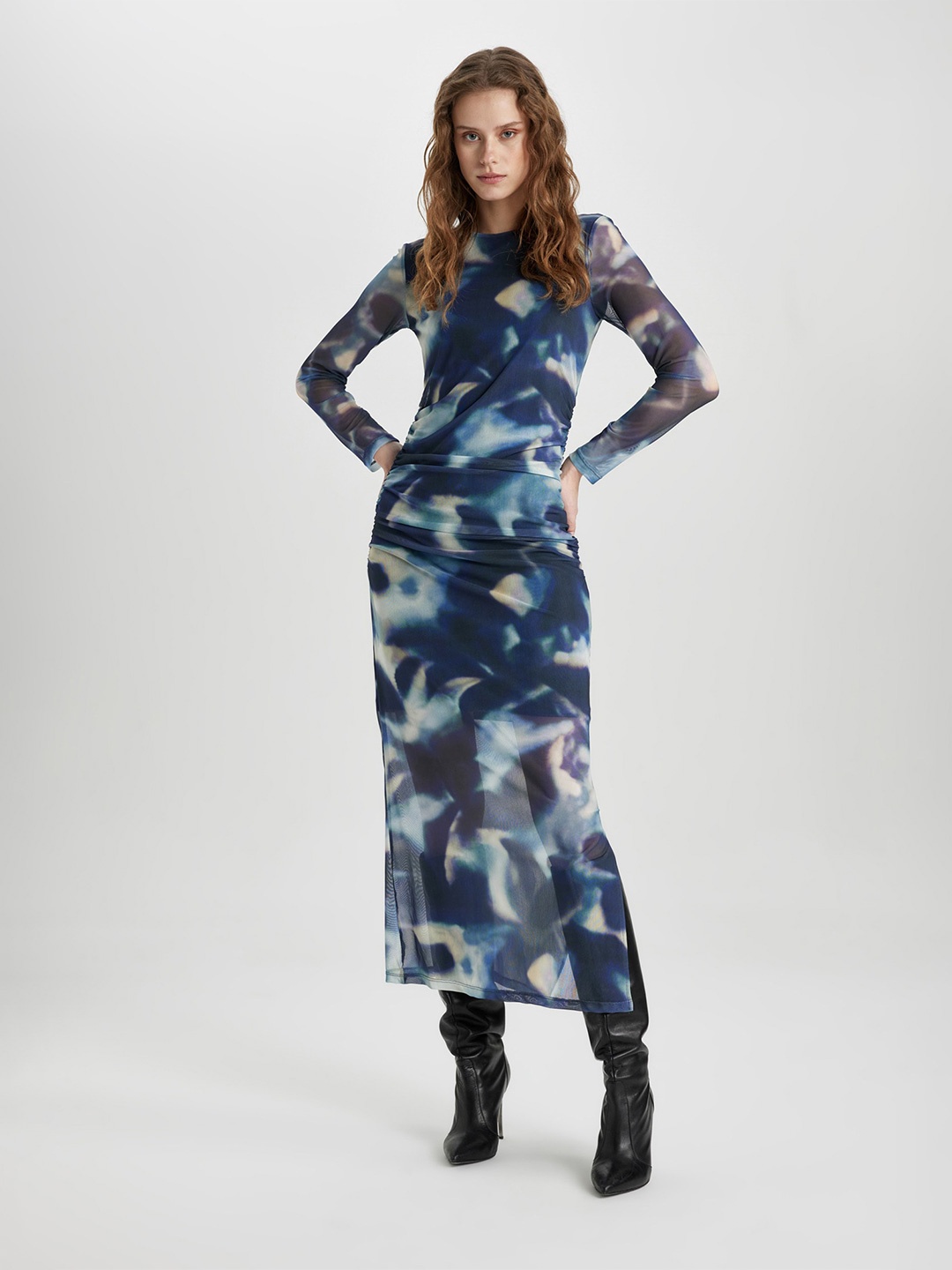 

DeFacto Tie and Dye Print Maxi Dress, Na