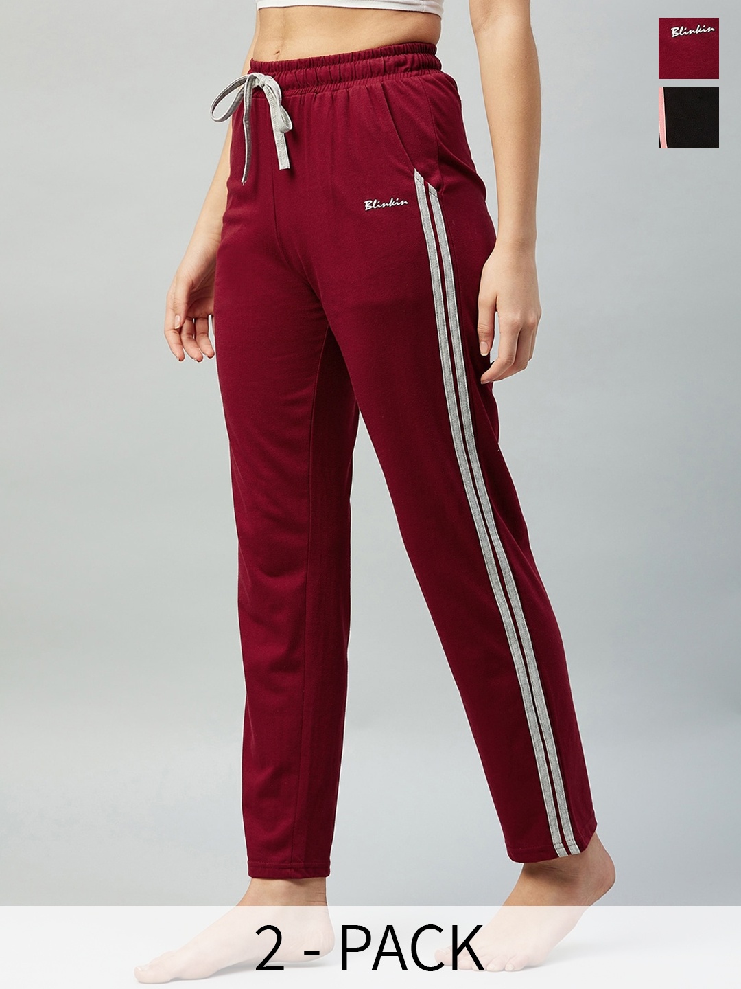 

Blinkin Pack Of 2 Mid-Rise Lounge Pants, Maroon