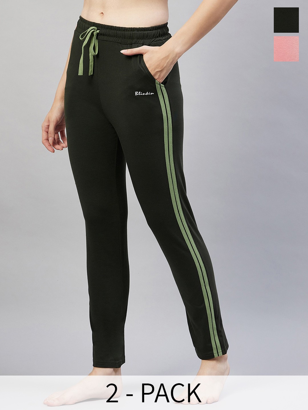 

Blinkin Pack Of 2 Striped Relaxed-Fit Lounge Pant, Pink