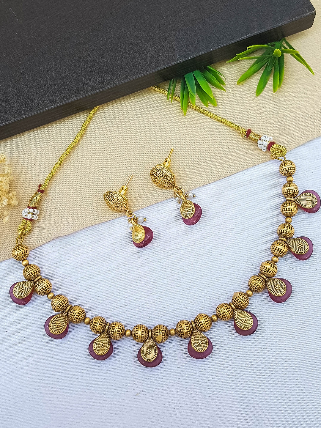 

GRIIHAM Gold-Plated AD Studded Jewellery Set