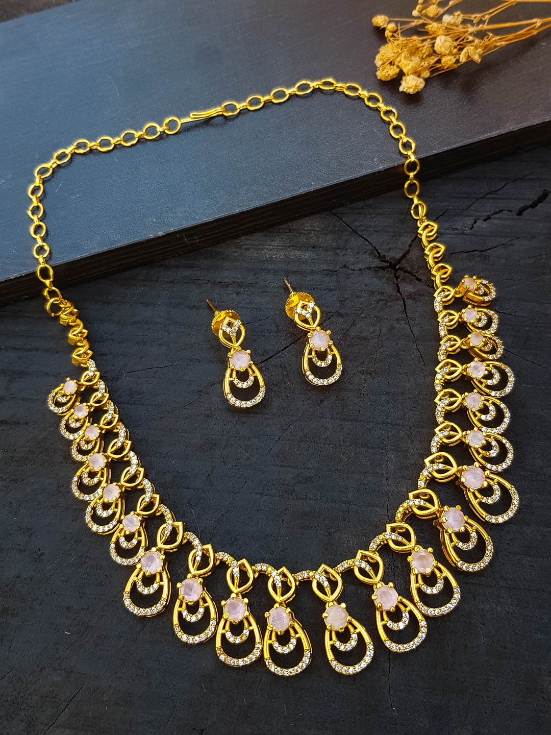 

GRIIHAM Gold-Plated CZ Studded Jewellery Set