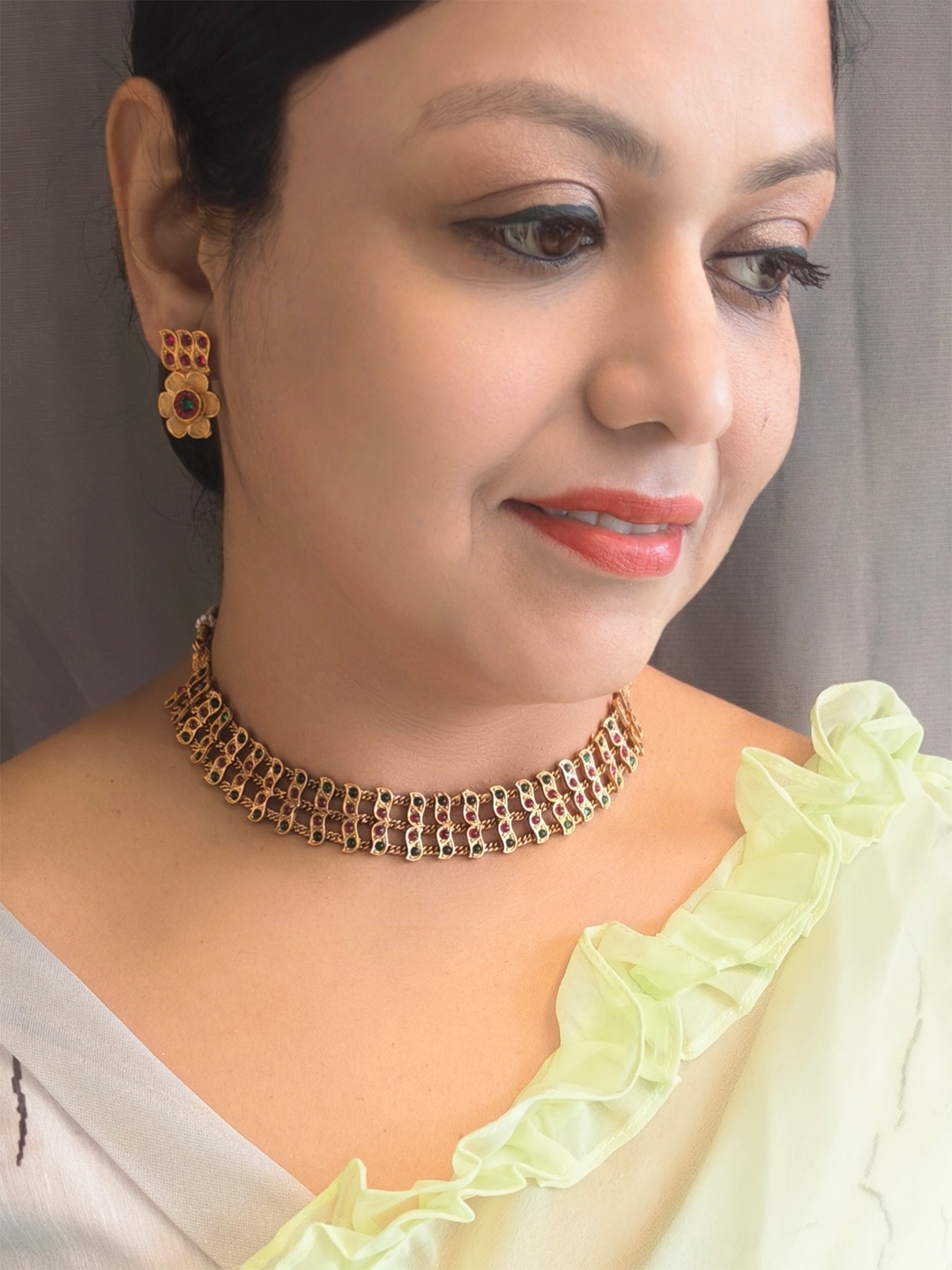 

GRIIHAM Gold-Plated AD Studded Jewellery Set