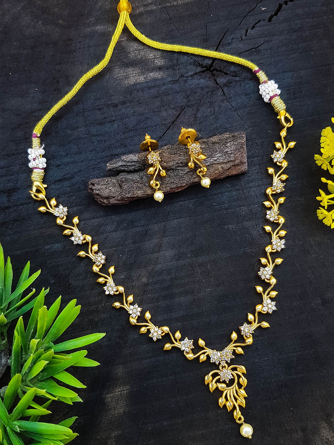 

GRIIHAM Gold-Plated AD-Studded Jewellery Set