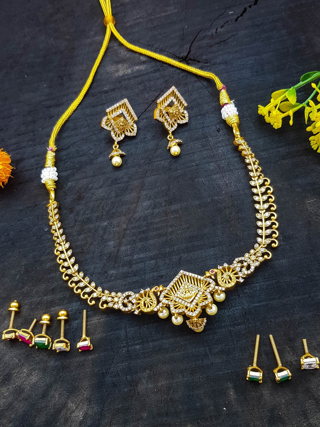 

GRIIHAM Gold-Plated CZ Studded Jewellery Set