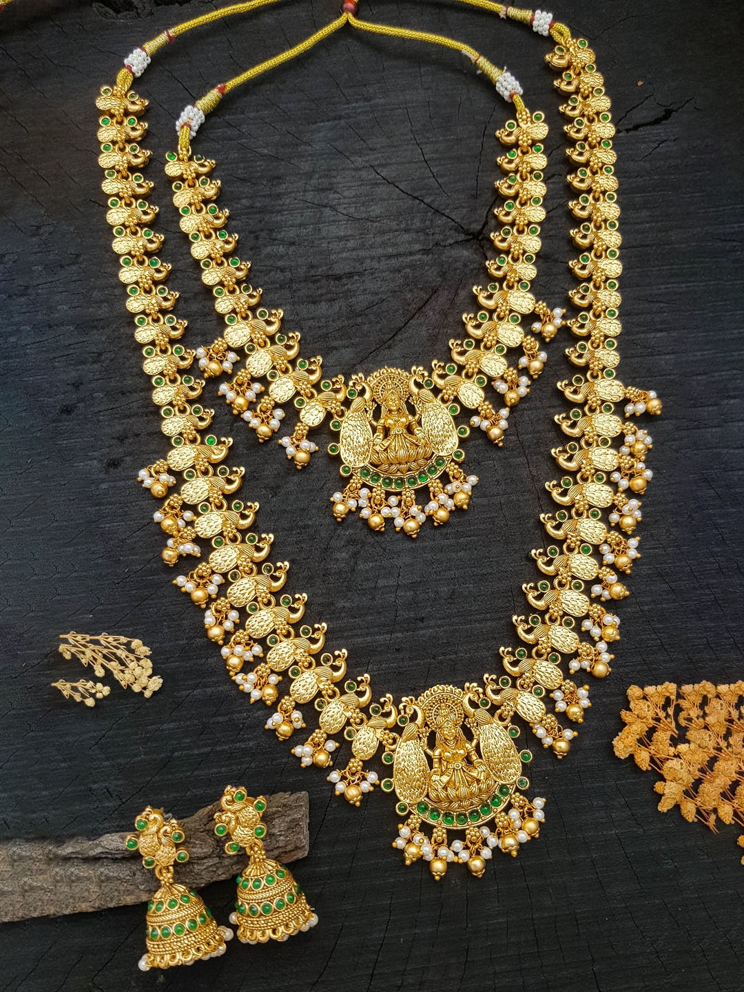 

GRIIHAM Gold-Plated CZ Studded & Beaded Jewellery Set