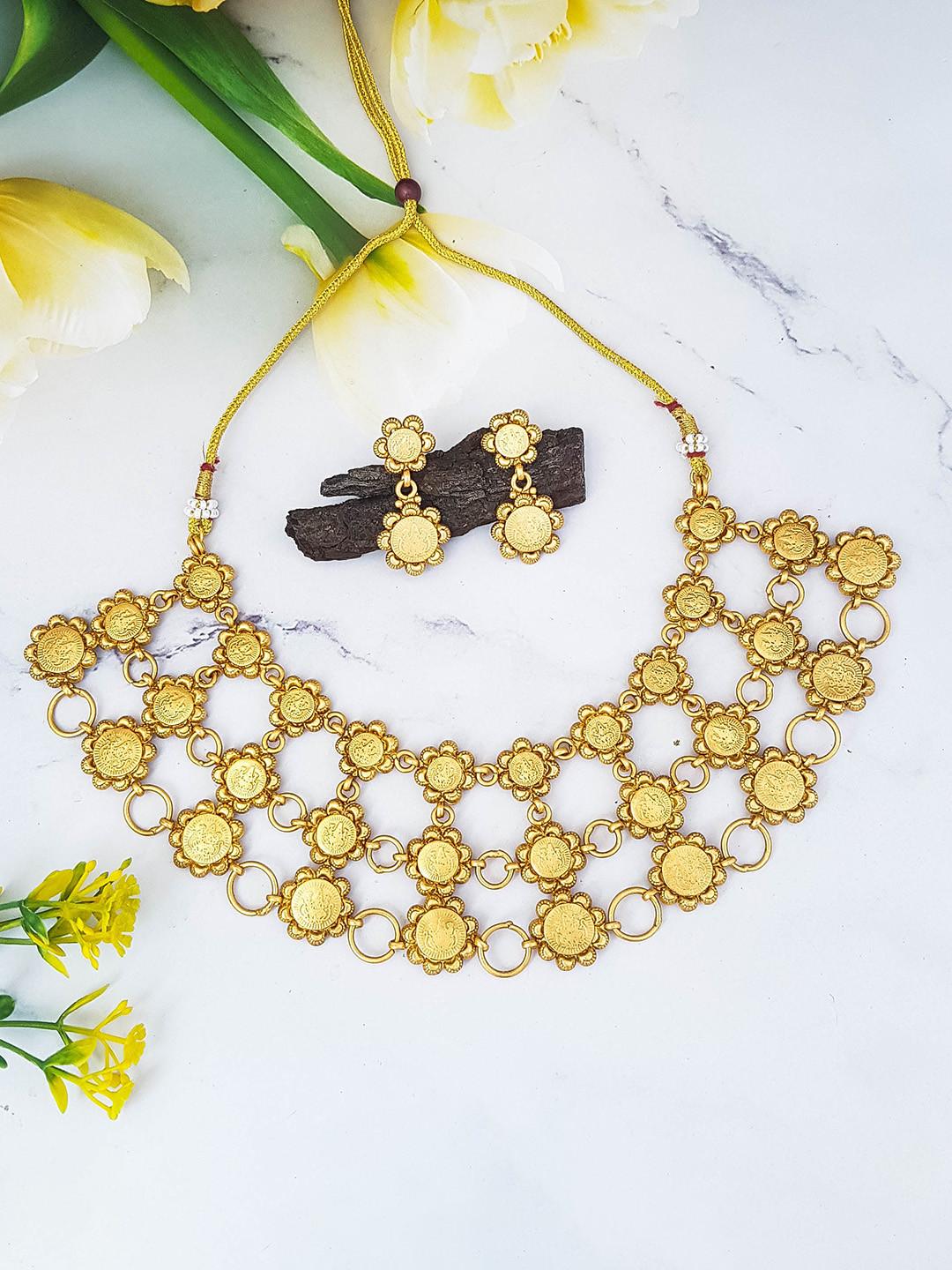 

GRIIHAM Gold-Plated Coin Patterned Layered Jewellery Set