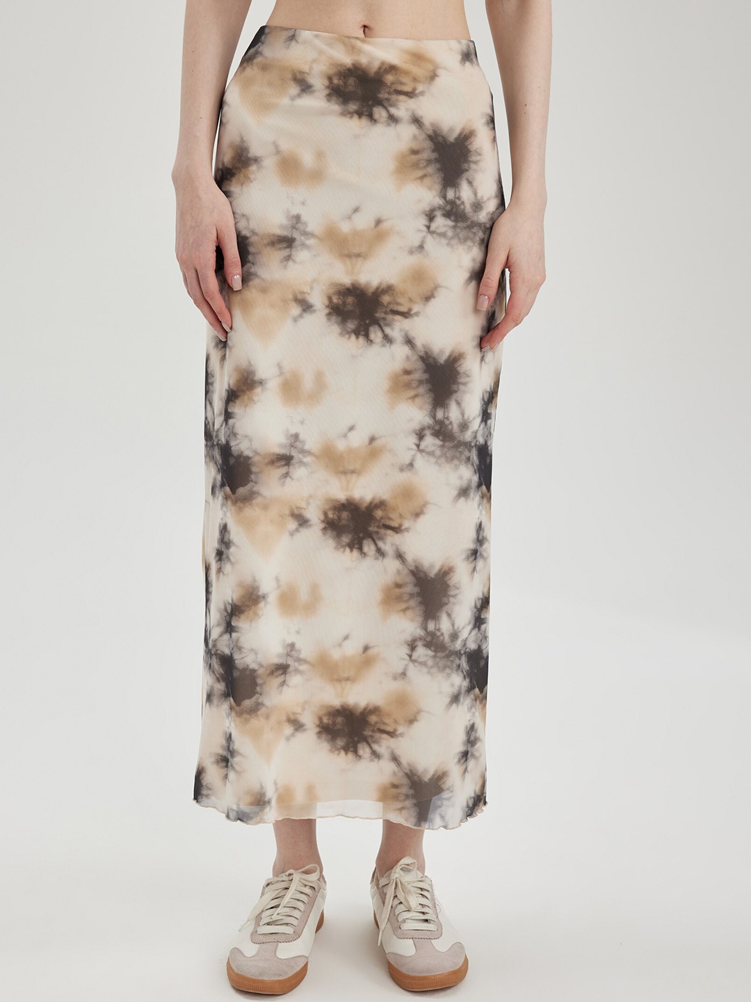 

DeFacto Printed Straight Maxi Skirt, Off white