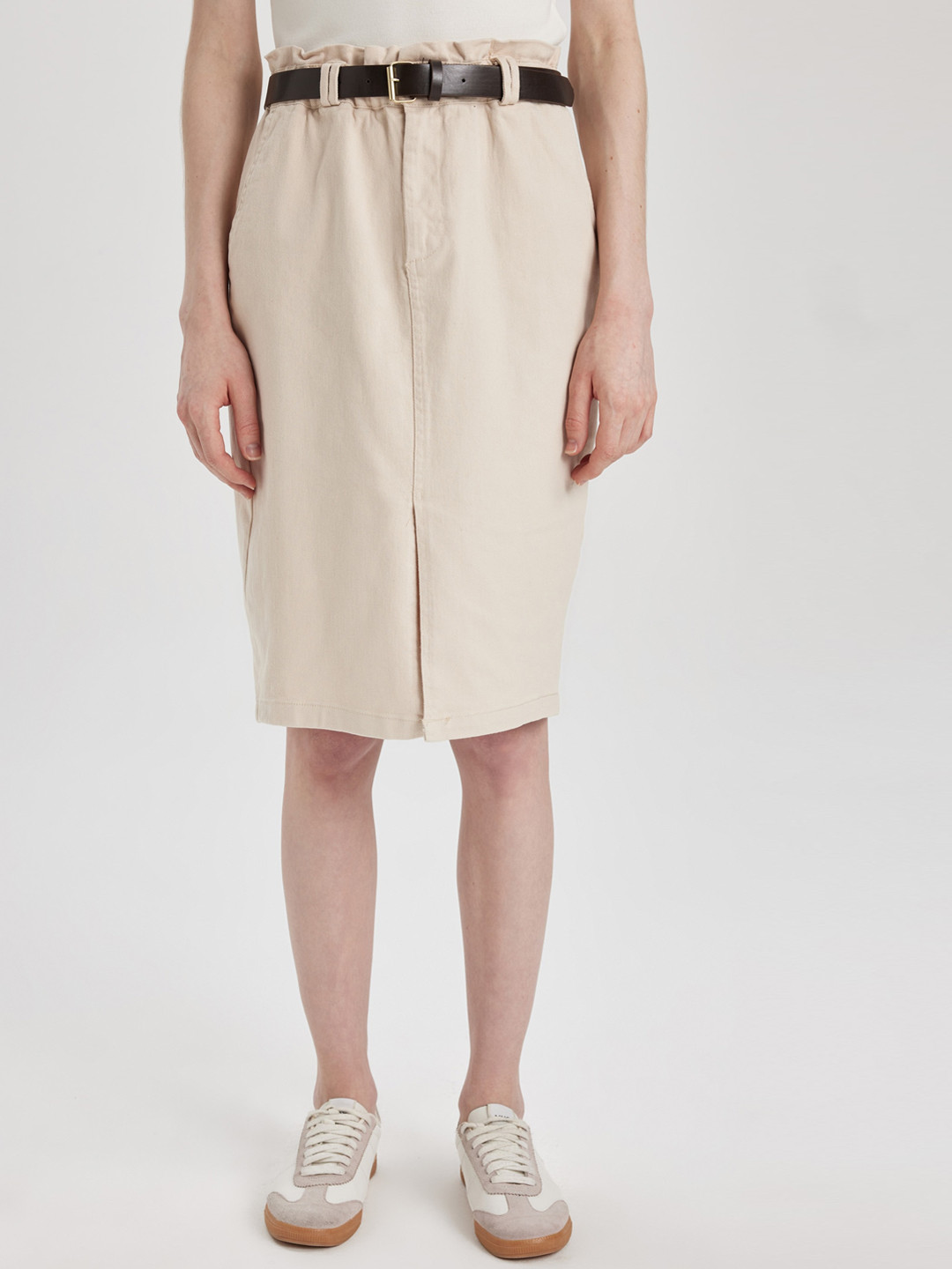 

DeFacto Straight Knee Length Skirt, Beige