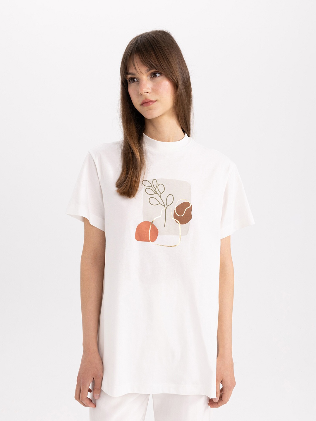 

DeFacto Graphic Printed Cotton T-shirt, White