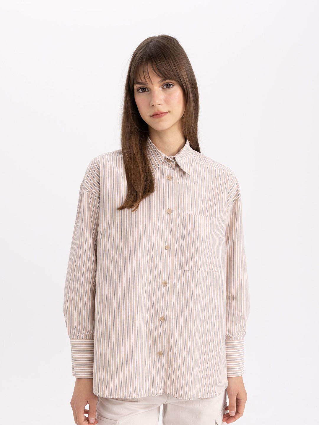 

DeFacto Striped Polyester Shirt, Pink