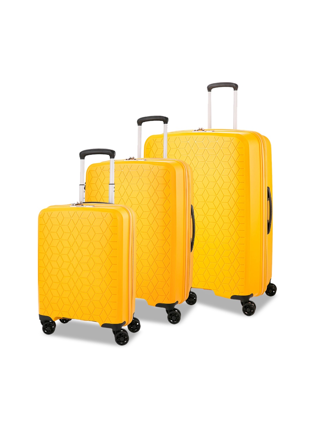 

VERAGE Diamond Set Of 3 Textured Hard-Sided Trolley Bags, Yellow