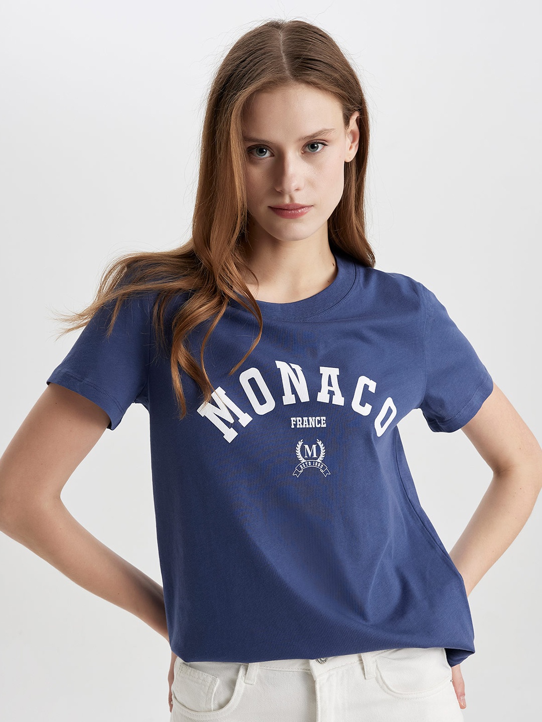 

DeFacto Women Typography Printed Applique T-shirt, Na