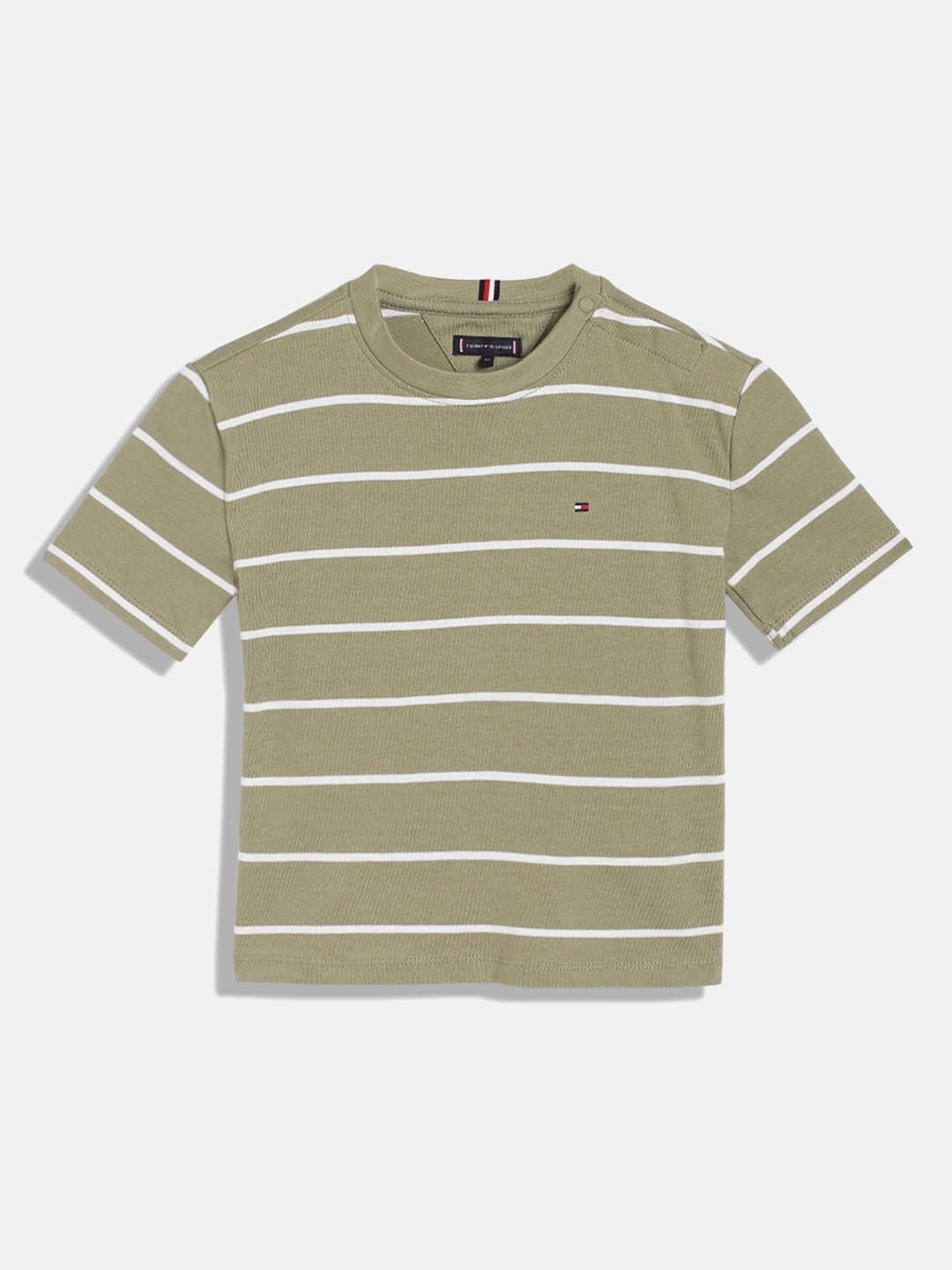 

Tommy Hilfiger Boys Striped V-Neck Pockets T-shirt, Olive