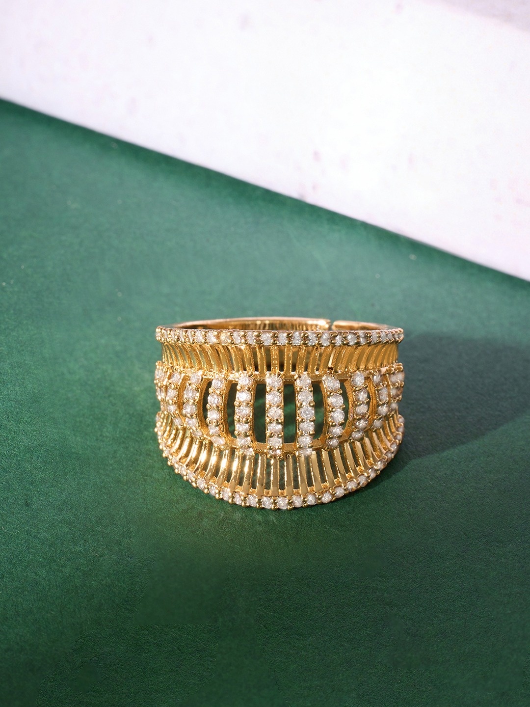 

Zaveri Pearls Gold-Plated CZ Studded Ring