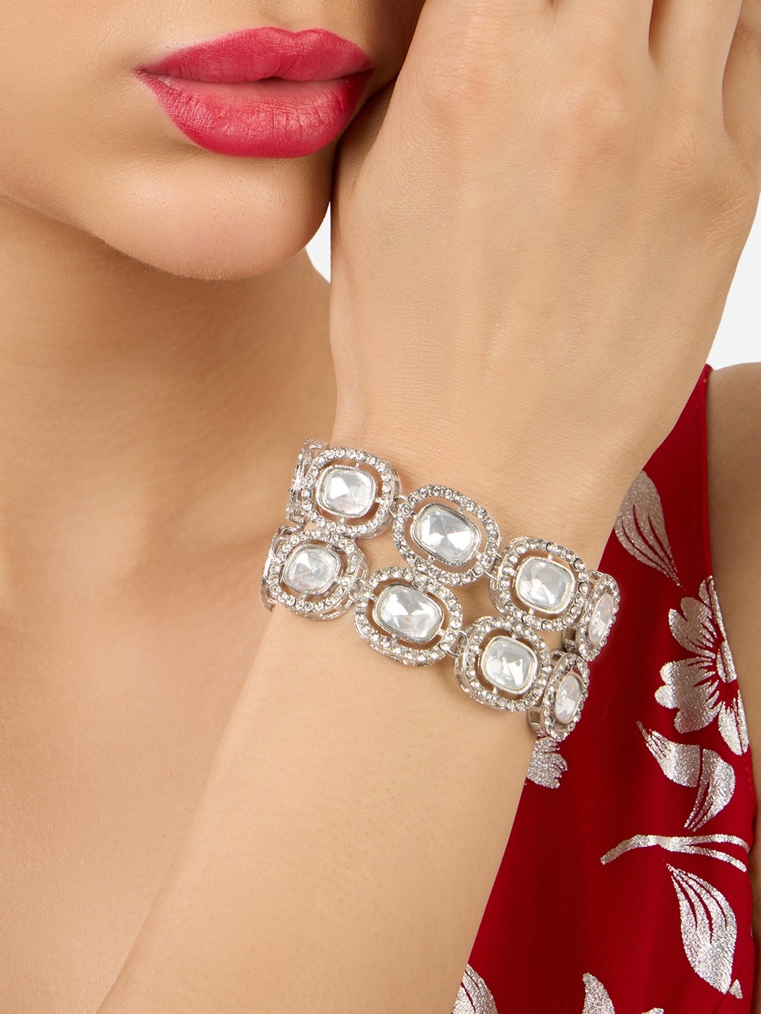

Zaveri Pearls Women Silver-Plated Wraparound Bracelet