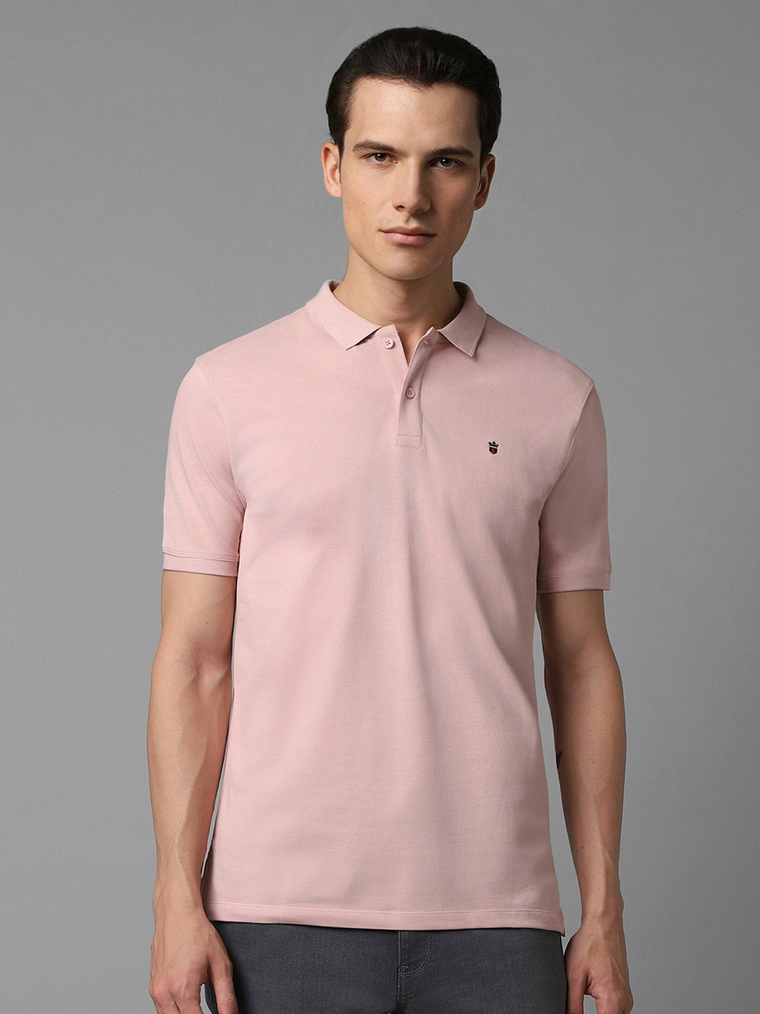

Louis Philippe Jeans Polo Collar Short Sleeves Pure Cotton Slim Fit T-shirt, Pink
