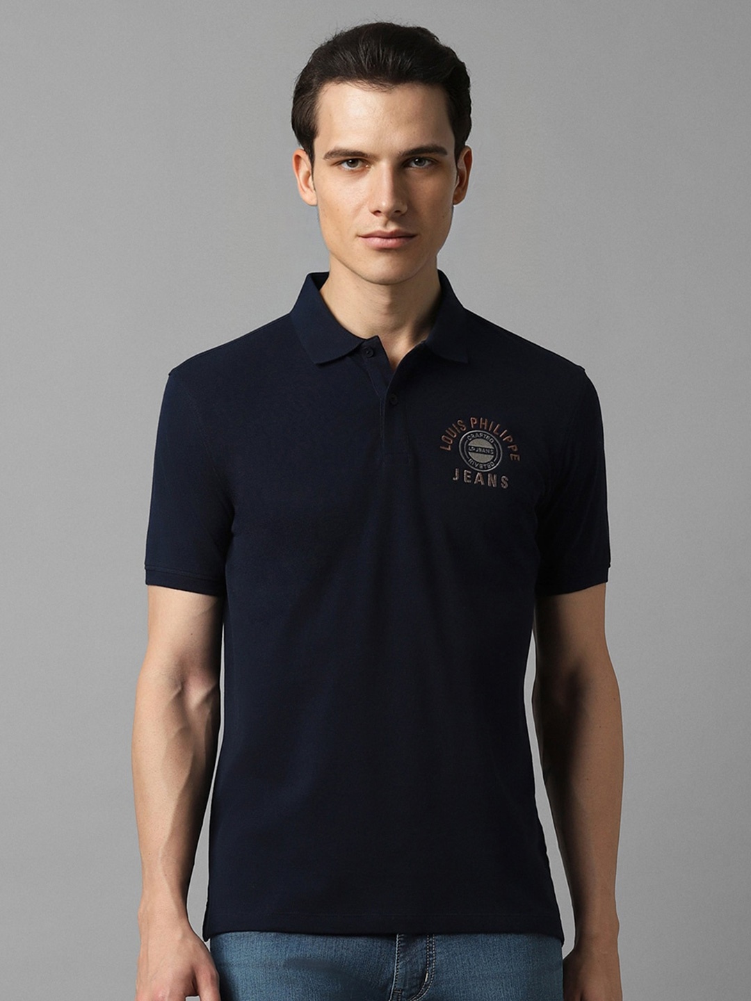 

Louis Philippe Jeans Men Polo Collar Slim Fit T-shirt, Navy blue