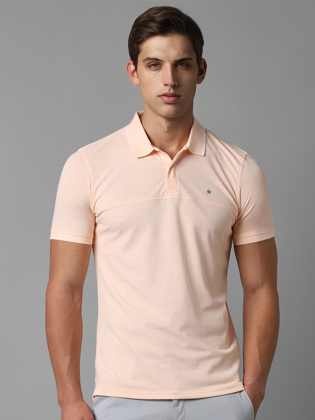 

Louis Philippe Sport Men Polo Collar Pockets Slim Fit T-shirt, Peach