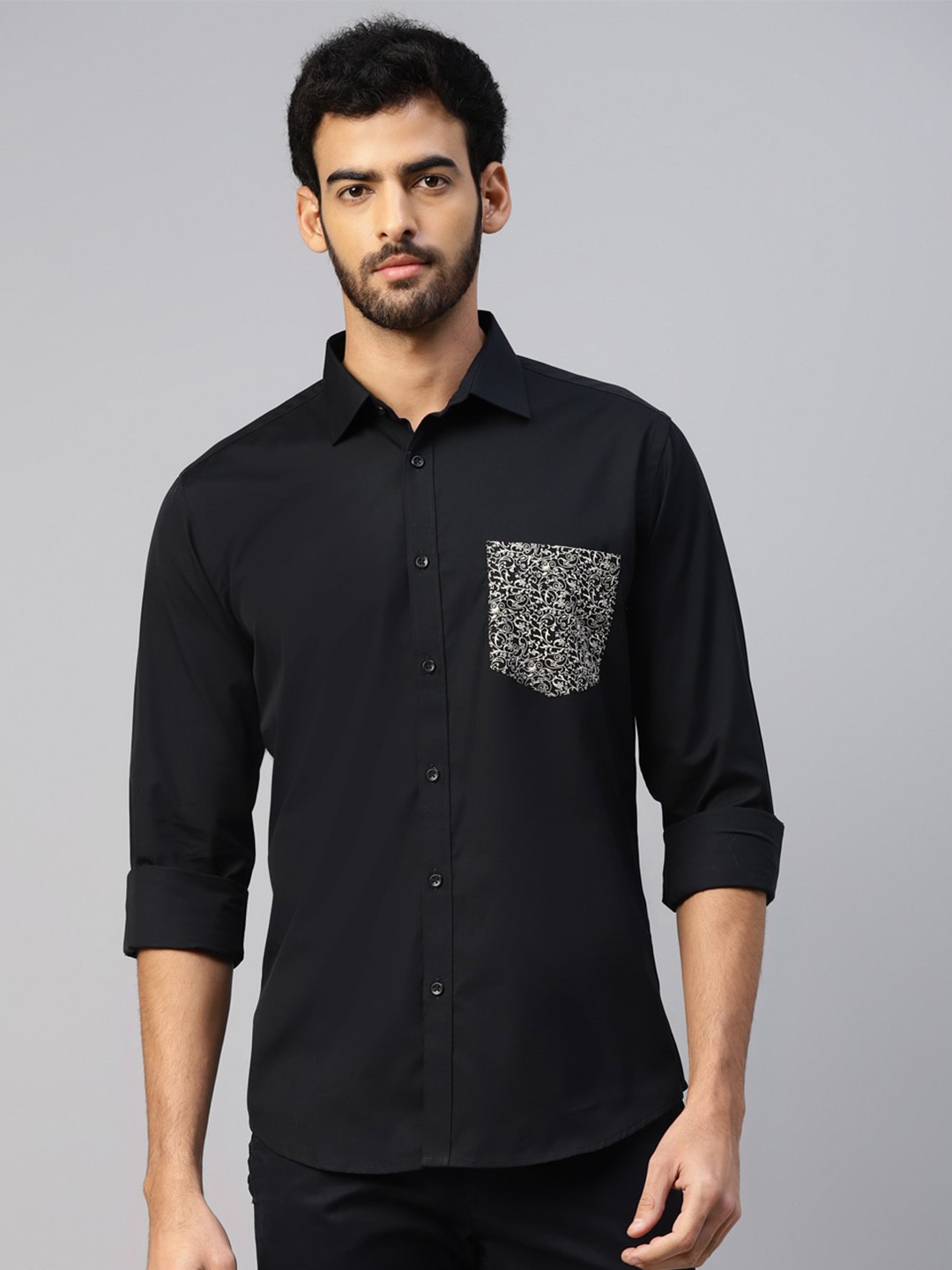 

DON VINO Men Comfort Opaque Printed Casual Shirt, Black