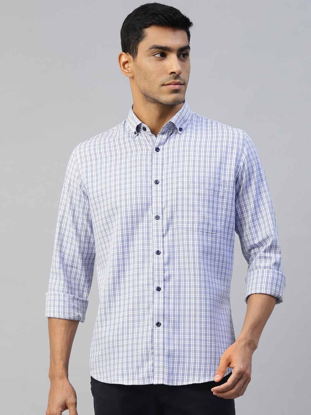 

DON VINO Men Comfort Opaque Checked Casual Shirt, Blue