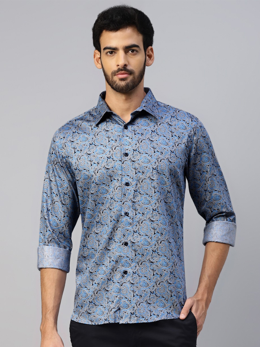 

DON VINO Men Comfort Floral Opaque Printed Casual Shirt, Blue